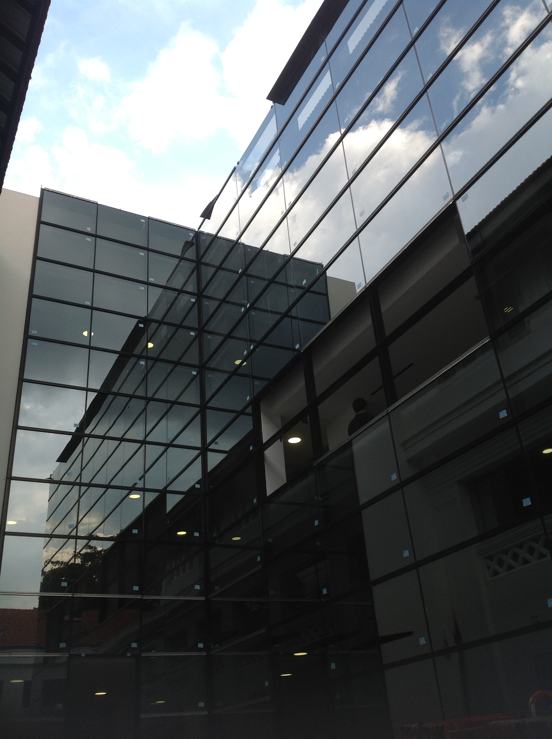 NTU Singapore glazing installation featuring modern glass facade and structural framework