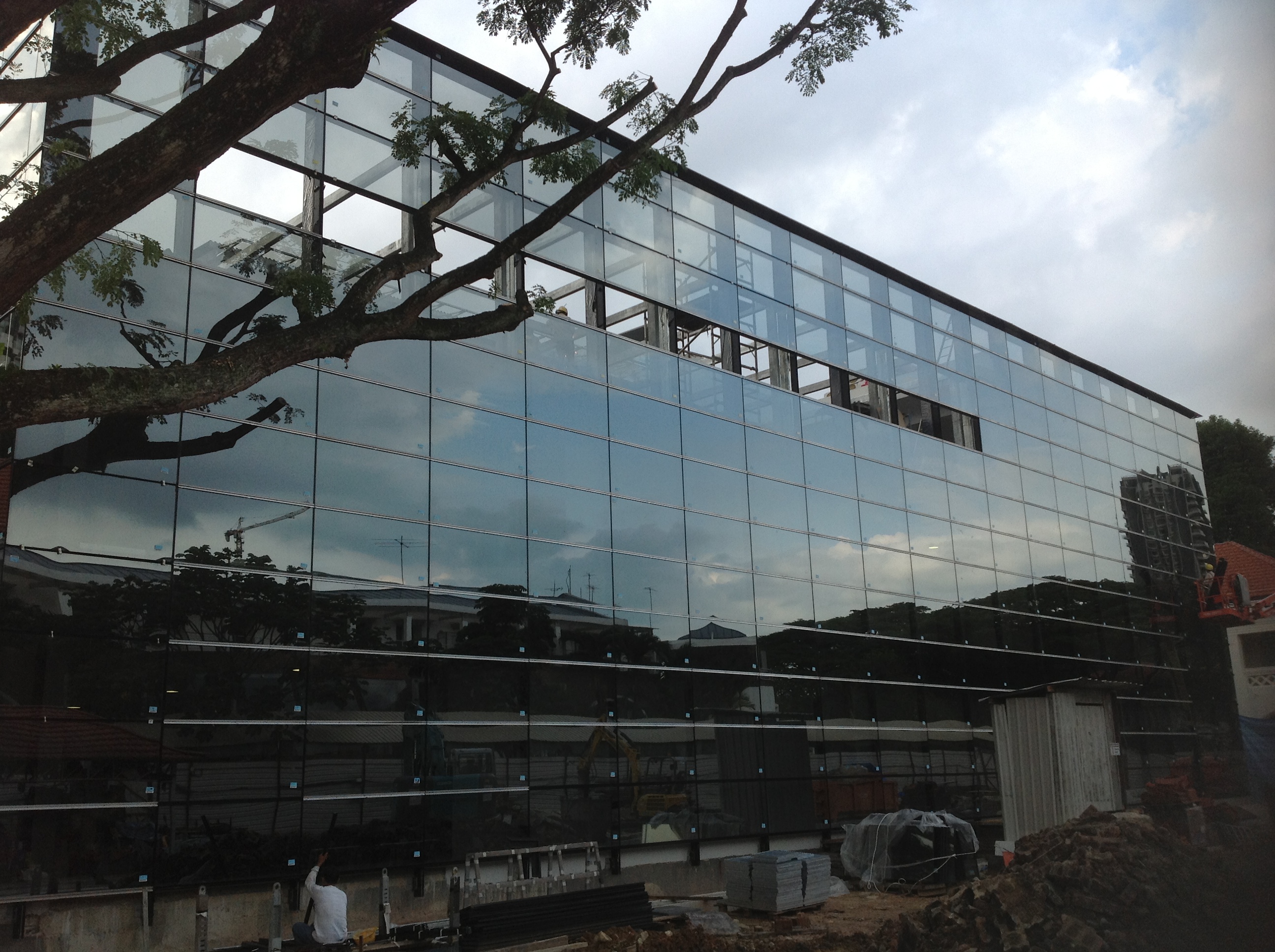 NTU interior glazing structure and steel framework